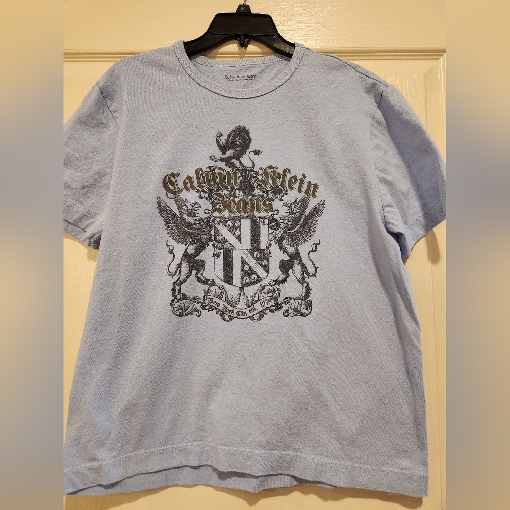 Calvin Klein Jeans Sky Blue Graphic Tee, Size L